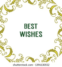Vector illustration style of card best wishes for cute leaf wreath frame