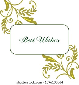Vector illustration style of card best wishes for cute leaf wreath frame