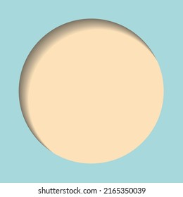 vector illustration in the style of a cut-out postcard with a blue circle and a beige inner part