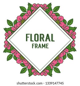 Vector illustration style decor pink floral frame hand drawn