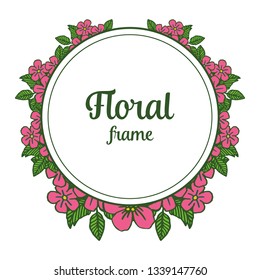 Vector illustration style decor pink floral frame hand drawn