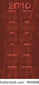 Vector Illustration of style design Calendar for 2010