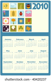 Vector Illustration of style design Calendar for 2010