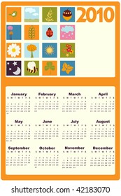 Vector Illustration of style design Calendar for 2010