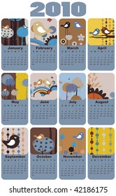 Vector Illustration of style design Calendar for 2010