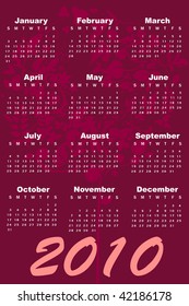 Vector Illustration of style design Calendar for 2010
