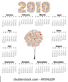 Vector Illustration of style design Calendar for 2010