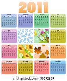 Vector Illustration of style design Calendar for 2011