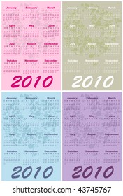 Vector Illustration of style design Calendars set for 2010
