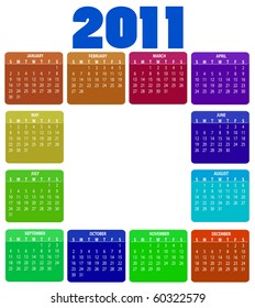 Vector Illustration of style design Colorful Calendar for 2011