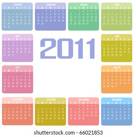 Vector Illustration of style design Colorful Calendar for 2011