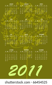 Vector Illustration of style design Colorful Calendar for 2011