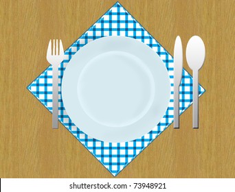 Vector illustration style for eating tools plate, spoon, fork, knife