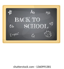 Vector illustration in the style of flat. Blackboard for writing with chalk. Text greeting for poster or banner