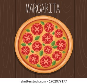 Vector illustration in the style of flat pizza margarita
