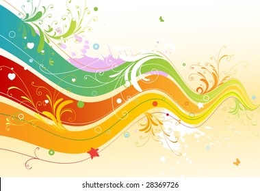 Vector illustration of style floral spring background