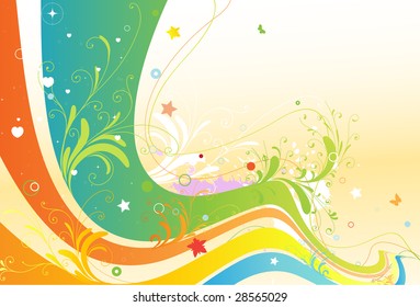 Vector illustration of style floral spring background