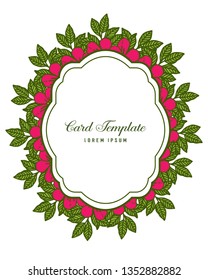 Vector illustration style flower frame with lettering of card template hand drawn