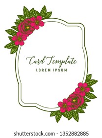Vector illustration style flower frame with lettering of card template hand drawn