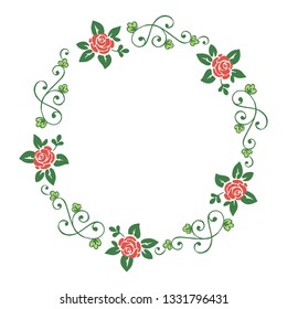 Vector illustration style frame floral leafy green beautiful hand drawn