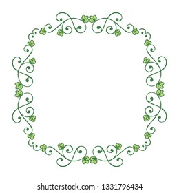 Vector illustration style frame floral leafy green beautiful hand drawn