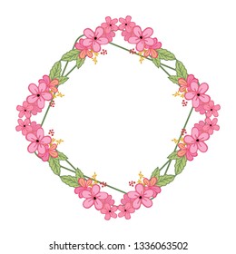Vector illustration style frame flower pink for invitation card hand drawn