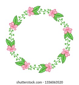 Vector illustration style frame flower pink for invitation card hand drawn