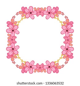 Vector illustration style frame flower pink for invitation card hand drawn