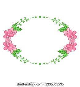 Vector illustration style frame flower pink for invitation card hand drawn