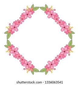 Vector illustration style frame flower pink for invitation card hand drawn