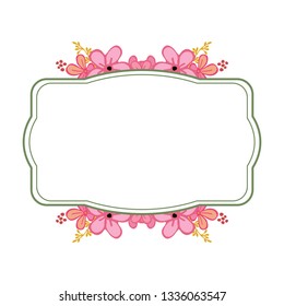 Vector illustration style frame flower pink for invitation card hand drawn