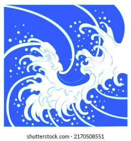 Vector illustration in the style of the great Japanese Oriental wave