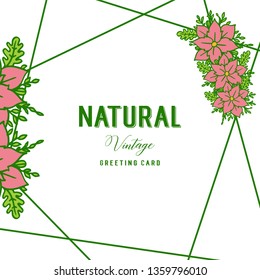 Vector illustration style green leafy flower frame for writing natural vintage hand drawn