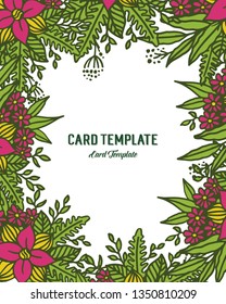Vector illustration style leaf flower frames isolated white backdrop with card templates hand drawn