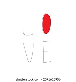 Vector illustration in the style of line art for Valentine's Day. The word love. EPS 10.