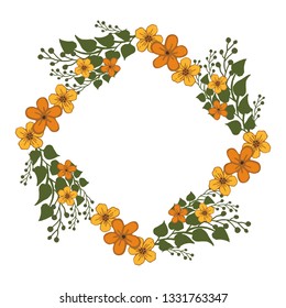 Vector illustration style orange wreath frames isolated on white background hand drawn