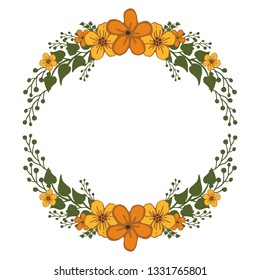 Vector illustration style orange wreath frames isolated on white background hand drawn