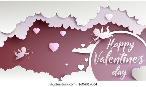 Vector illustration in the style of a paper card for Valentine's day