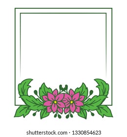 Vector illustration style pink flower frame hand drawn
