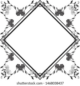 Vector illustration style red rose flower frame for letter happy day