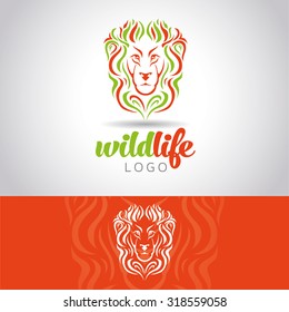 vector illustration in the style of tattoo, a logo for the company with the image of a lion, graphic lion head narisovannna for design firms
