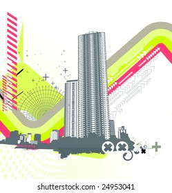 Vector illustration of style urban background