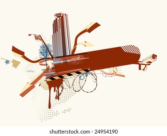 Vector illustration of style urban background