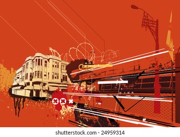 Vector illustration of style urban background