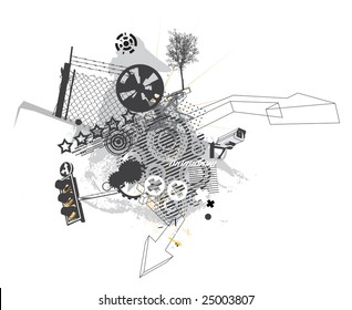Vector illustration of style urban background