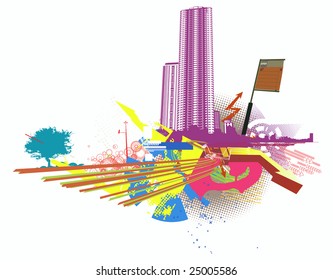 Vector illustration of style urban background