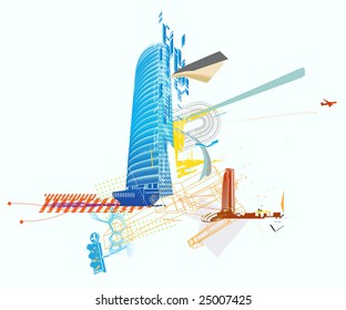 Vector illustration of style urban background