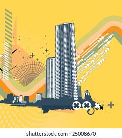 Vector illustration of style urban background