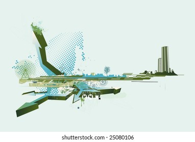 Vector illustration of style urban background