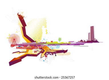 Vector illustration of style urban background